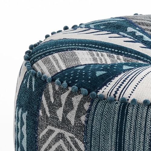 Pouf rotondo in cotone blu non sfoderabile cm. Ø.60 x H.30 | Maisons du  Monde