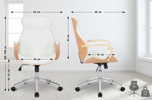 Chaise de bureau massant et réglable en similicuir Blanc PACIFIC