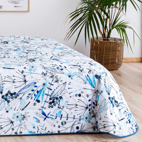 Colcha jacquard verano cubrecama entretiempo cama 90 cm azul ALBORÁN
