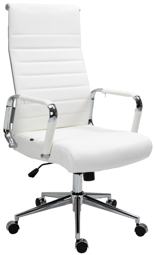 Chaise de bureau massant et réglable en similicuir Blanc PACIFIC