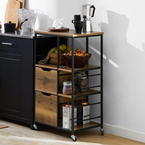 Carrello cucina grigio in metallo e mdf