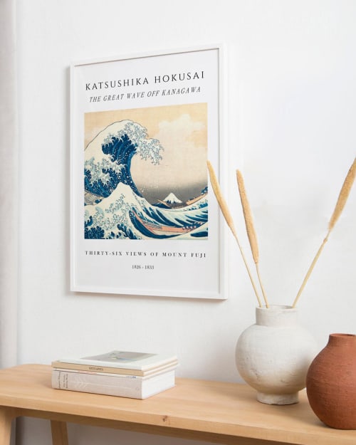 Poster decorativo con cornice bianca 50 x 70 cm the great wave Artesta