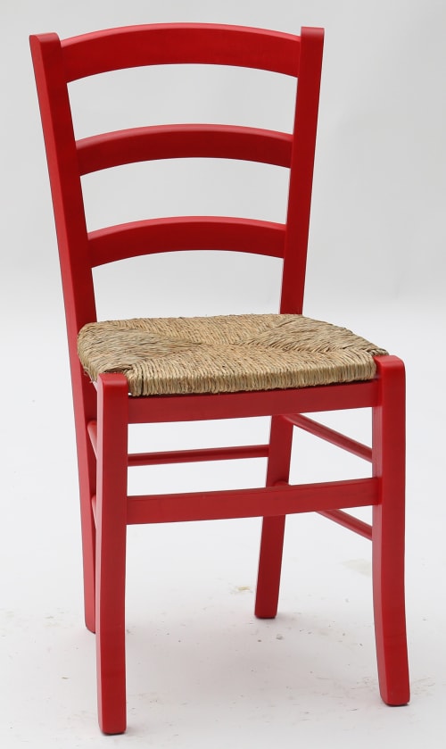 Set di 2 sedie in legno rosso impagliate CENISIA
