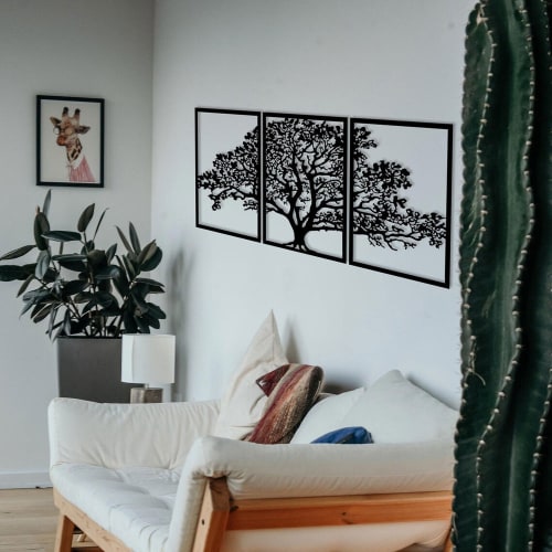 Déco murale cactus en métal vert 41x68