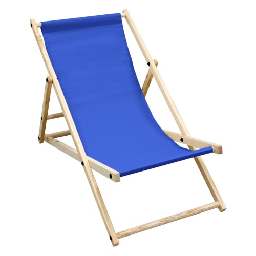 Sedia a sdraio da spiaggia in legno tessuto blu 120 kg