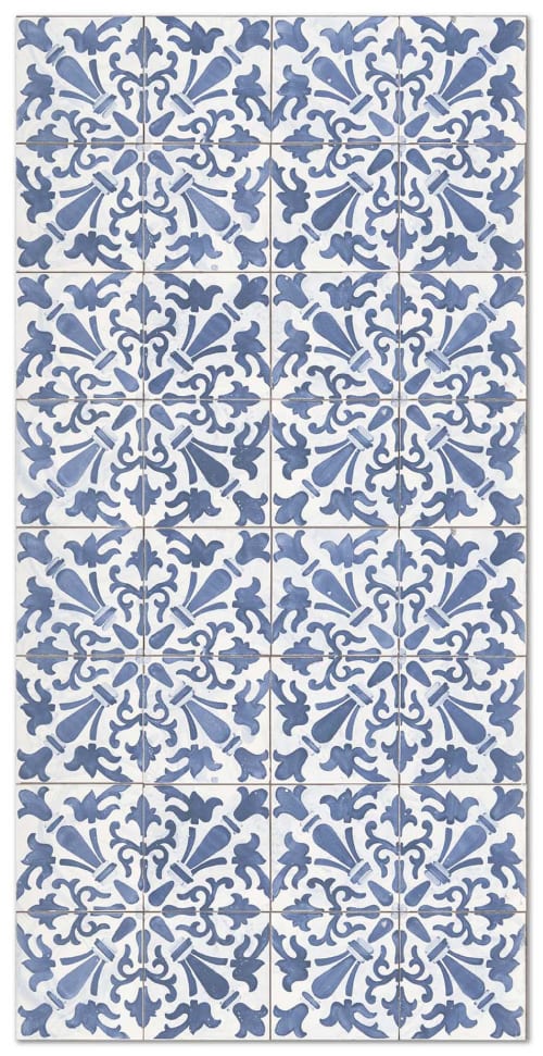 Tapis de cuisine carreaux de ciment bleu 45x120 Azulejos