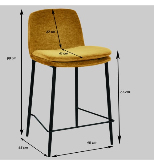 Sedia da bar in metallo nero e tessuto senape (x2) NOLAN