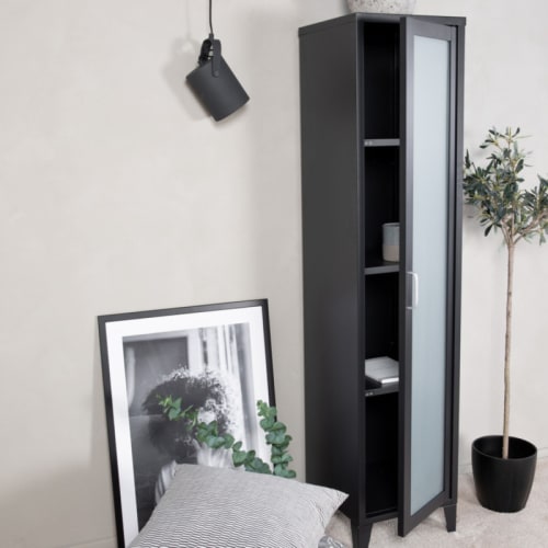 Armoire casier en métal noir 1 penderie 3 étagères 2 tiroirs Locker –  Decoclico