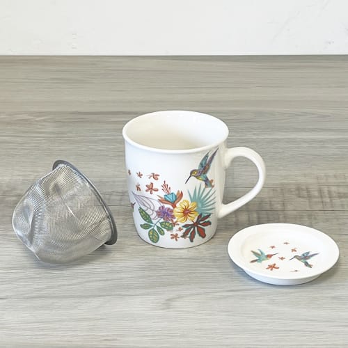 Mug avec infuseur pour le thé et couvercle colibri
