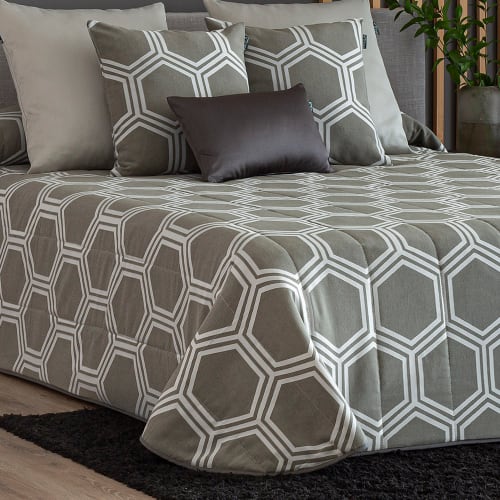 Edredón confort acolchado 200 gr jacquard gris cama 135 (190x265 cm) UTIEL