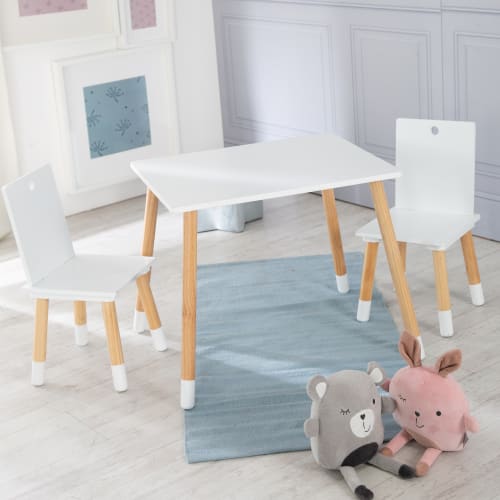 Kindersitzgruppe, 2 Stühle und 1 Tisch, holz/weiß | Maisons du Monde