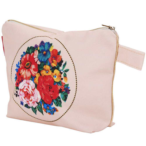 Astuccio grande con stampa floreale rosa 19x28cm