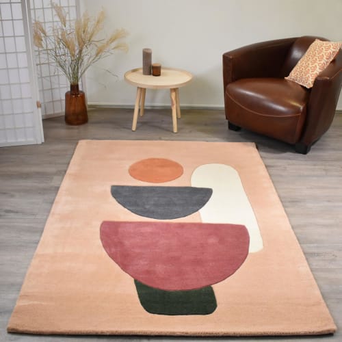 Tapis salon Fait main AZUR Beige 160x230 en laine Care&Fair