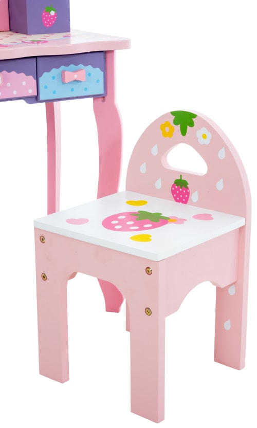 Kinder Schminktisch mit Hocker aus Holz pink EMILIA