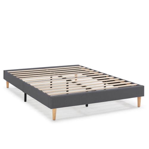 Estructura de cama tapizada de 30 cm, 150x190 cm, gris oscuro ESTHER