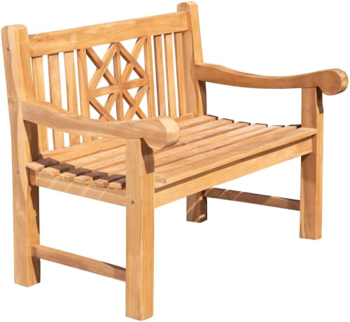 Banc de jardin en bois d'acacia 120 cm avec coussin rouge foncé VIVARA 