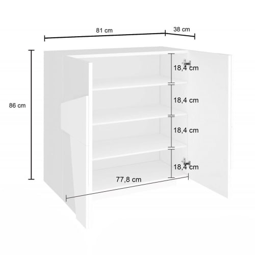 Scarpiera a 2 ante effetto legno grigio cenere 81x38h86 cm JOEL