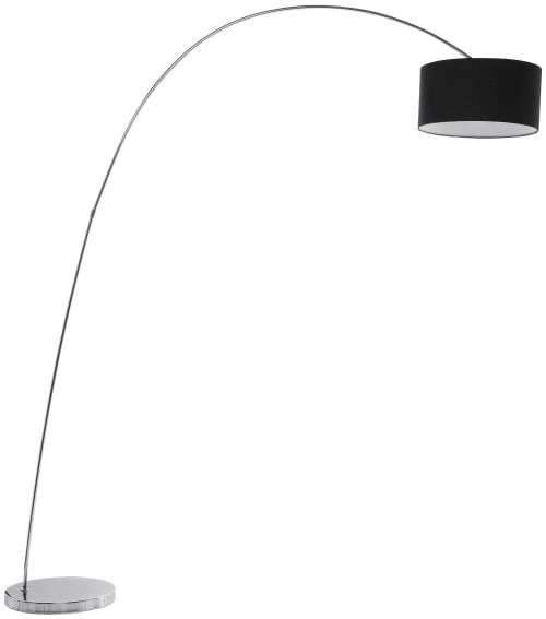 Lampadaire design 'Arc' abat-jour noir structure en métal noir mat