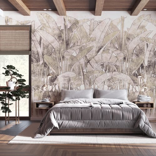 Carta da parati TNT Goffrata Stile Tropicale Beige 200x300 cm