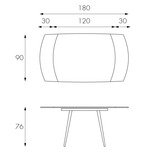 Tavolo pranzo allungabile vetro temperato Tortora 6 posti cm182x80