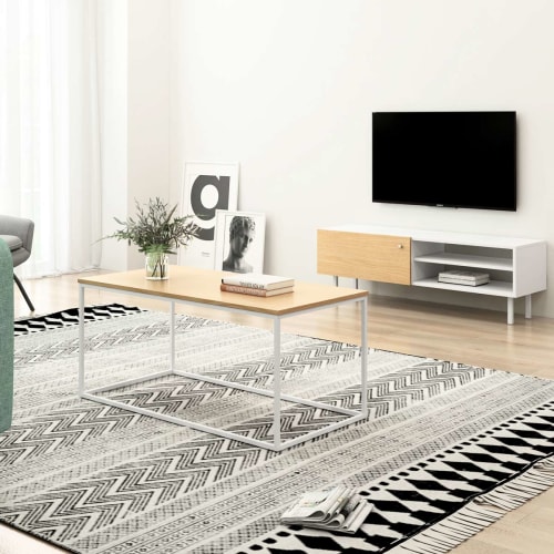 Mueble de TV y mesa de salón con puerta abatible color blanco