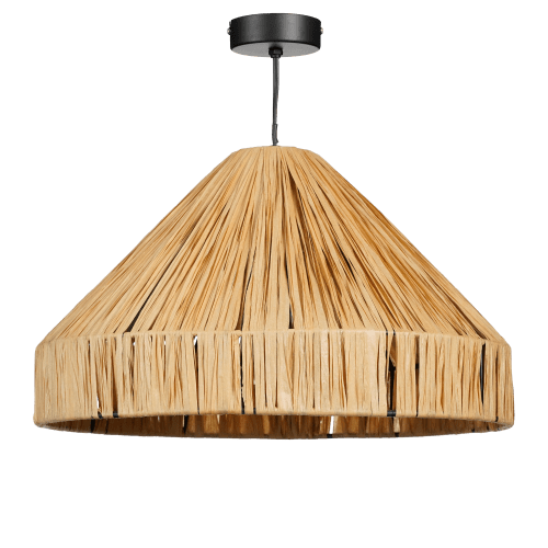 Lampada a sospensione in raffia marrone chiaro D.40 ELISA