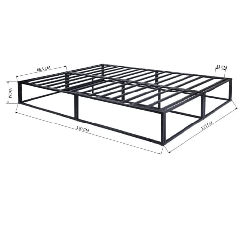 Rete a doghe per letto matrimoniale in metallo nero 2 posti 190*135cm