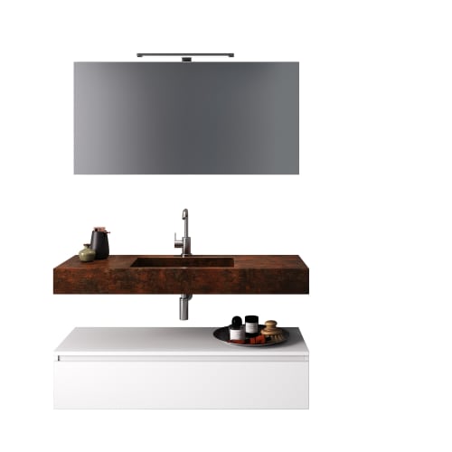 Mobile da bagno 5 pezzi in melaminico corten/bianco ASTRA