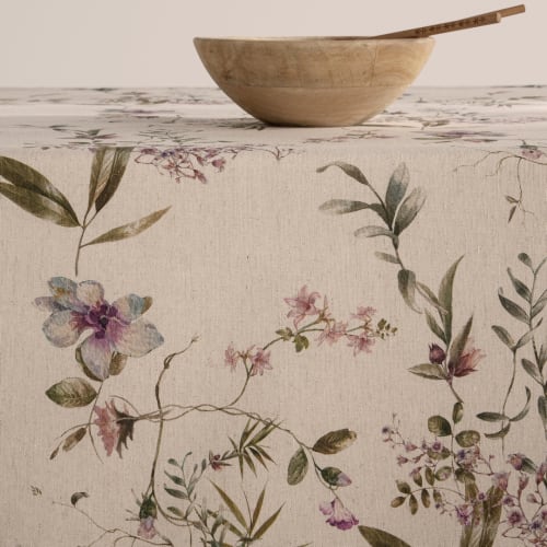 Nappe en lin antitâche imprimée floral multicolore 140x100 cm IRIA