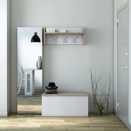 Contenitore multiuso effetto legno bianco e rovere DITALEN