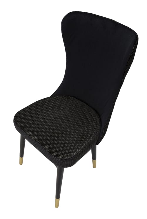 Set di 2 sedie in tessuto nere con gambe nere e dorate cm 40x65x99 MIMOZA