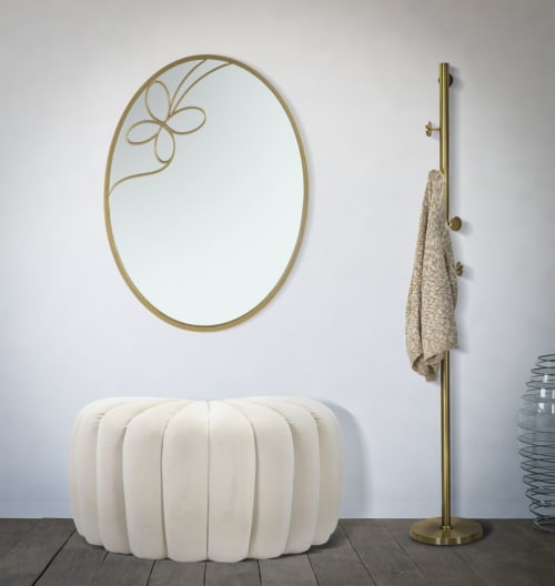 Specchio da parete con cerchi in metallo dorato cm 90x3x83 PLANET