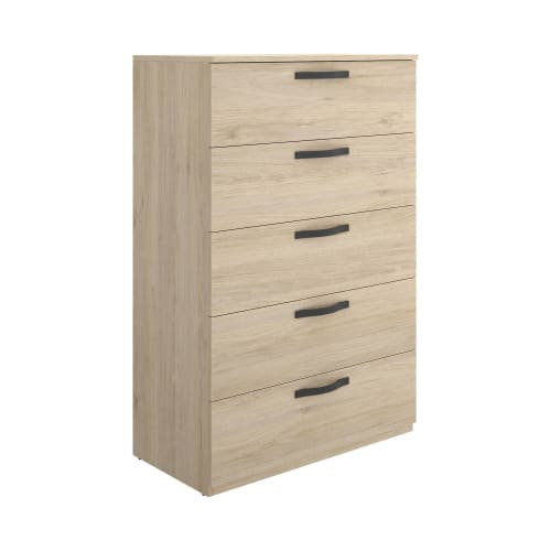 Cassettiera Lavarela, Settimanale per camera da letto, Comò con 5 cassetti,  70x45h117 cm, Rovere