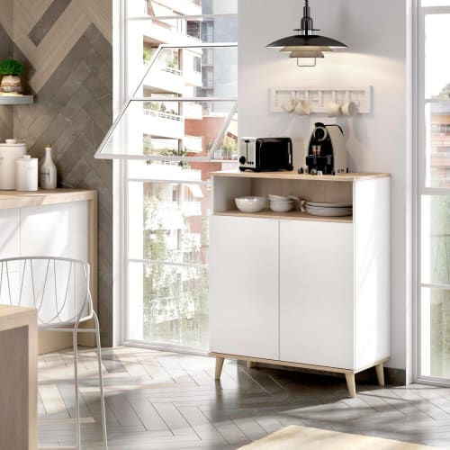 Credenza effetto legno bianco e rovere VARATELLA