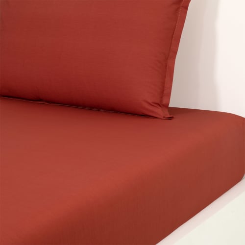 Drap-housse en coton 160 x 200 cm rouge bordeaux JANBU 