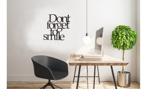 Decorazione in Metallo, Nera, 70x67 cm DON'T FORGET TO SMILE