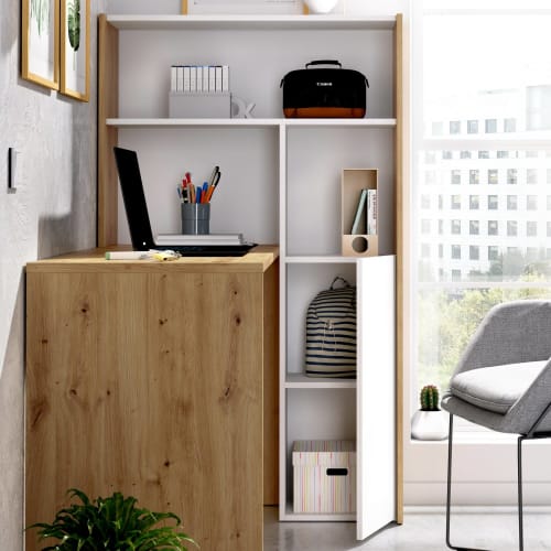 Homcom - Bureau d'angle bureau droit modulable 2 en 1 bureau informatique  tiroirs x 3 + 2 niches MDF blanc