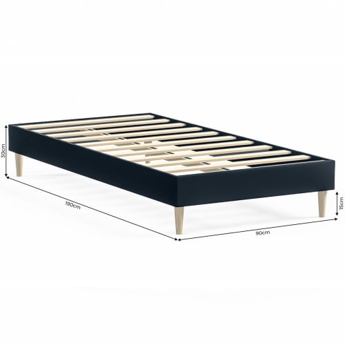 Lit adulte 90x200 en velours beige - Dina - Homifab