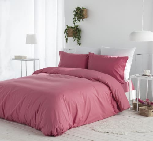 Funda nórdica de punto 100% algodón rosa para cama de 150/160 cm
