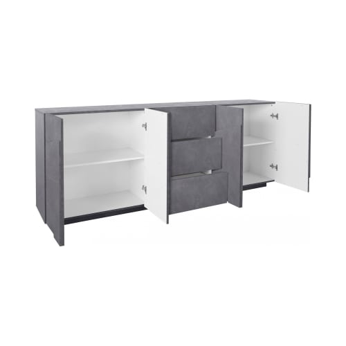 Credenza a 4 ante e 3 cassetti effetto legno ardesia DGUT