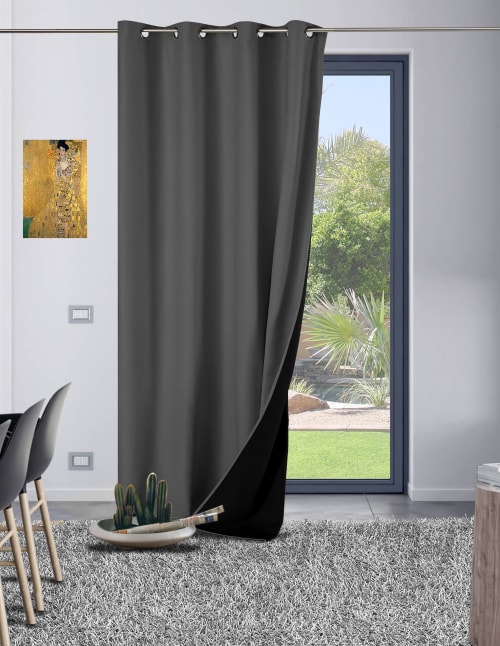 Rideau thermique doublé polyester gris 240x135cm NORDICA