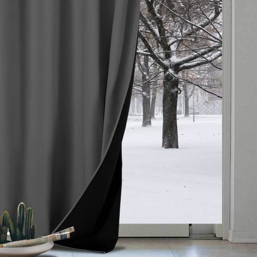 Rideau thermique doublé polyester gris 240x135cm NORDICA