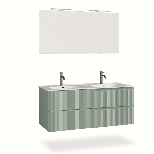 Mobile da bagno doppia vasca 5 pezzi in MDF verde salvia VENERE