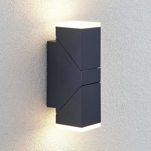 Applique LED da esterno in alluminio bianco biemissione 4000K 10x10cm. Alfa