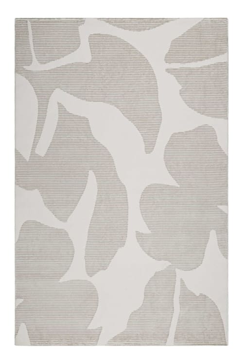 Tappeto corto con motivo floreale in rilievo, beige tortora, 133x200 SARA
