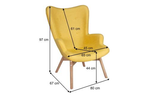 Poltrona girevole da soggiorno in tessuto Gialla cm 72x64 85h OLGA