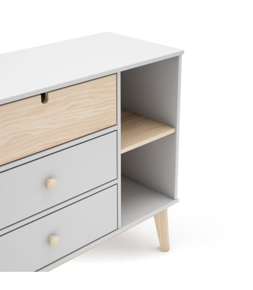 Toilinux - Meuble de rangement enfant Tidy à 3 bacs - Gris et blanc - Achat  & prix