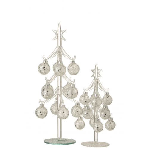 Árbol de Navidad negro con bolas de plata y adornos de cristal