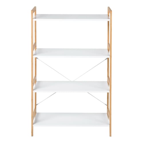 Scaffale per libreria in legno bianco a 4 livelli