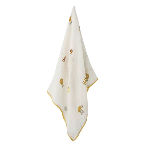 Coperta neonato color cammello e bianco 77x77 cm MIMIZAN